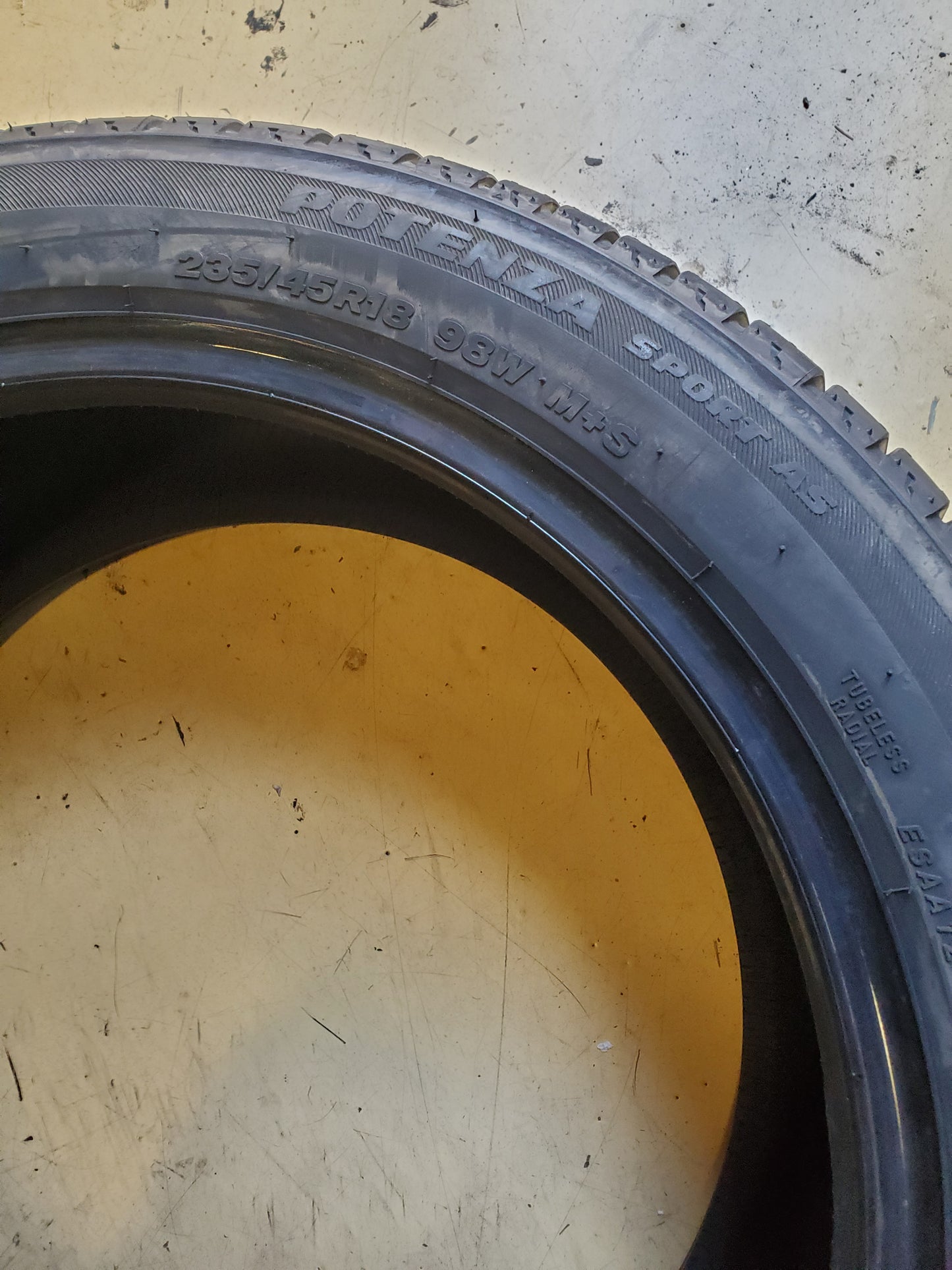 BRIDGESTONE POTENZA SPORT A/S BSW P 235 45 18 98W ALL SEASON TIRE 011897