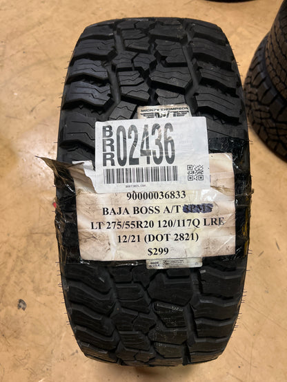 NEW MICKEY THOMPSON BAJA BOSS A/T LT 275 55 20 120/117Q LRE 10PLY ALL TERRAIN TIRE 90000036833
