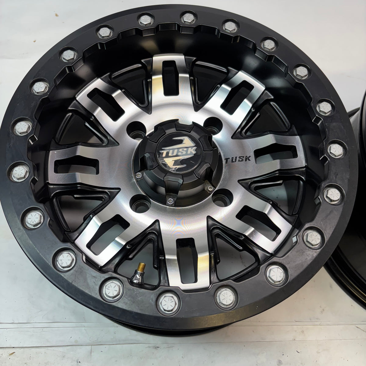 4 TUSK TETON BEADLOCK ATV UTV MACHINED/BLACK WHEELS 14X7 4/139.7 ET+5