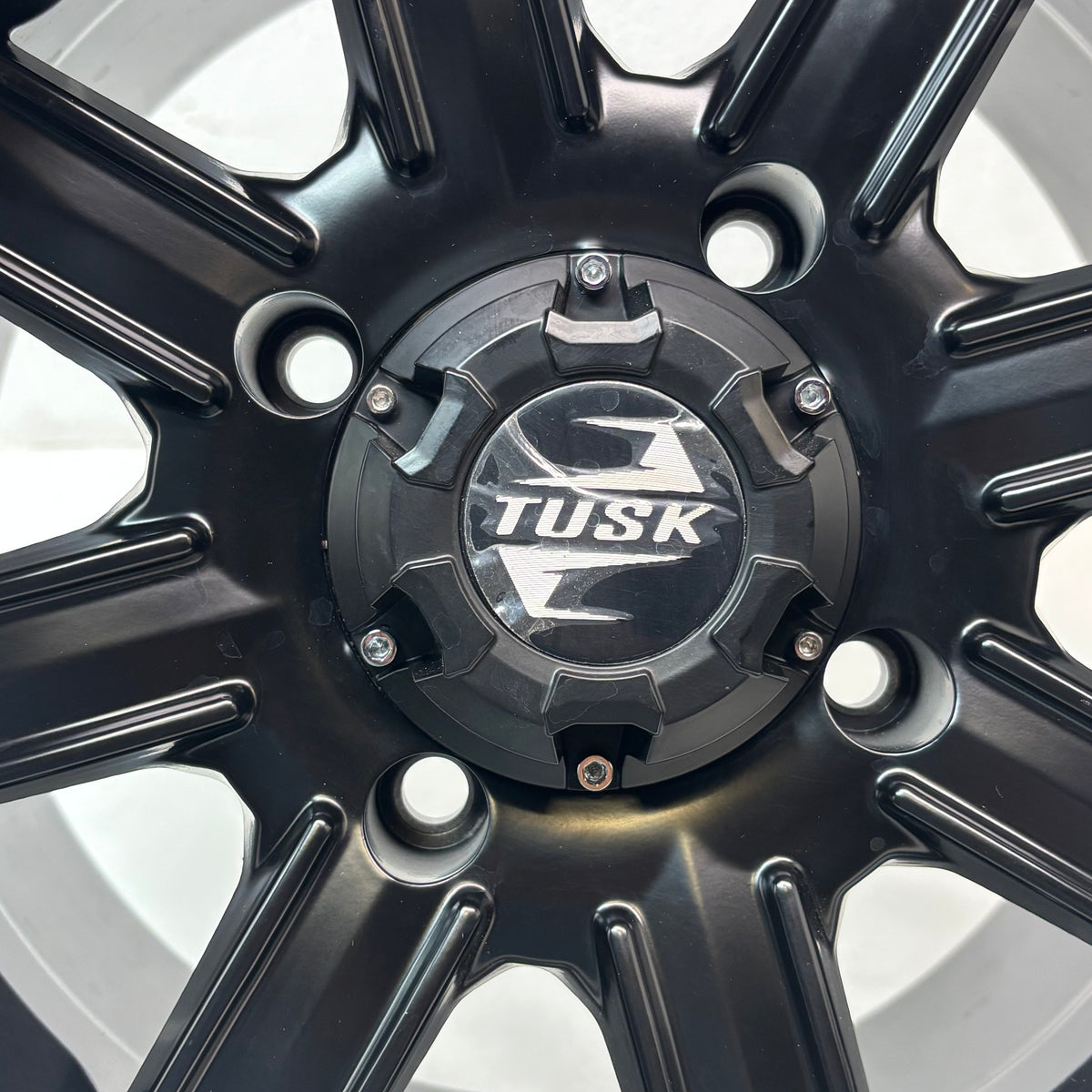 2 TUSK TD671B CASCADE MATTE BLACK WHEELS 4X4.5 14X7 ET30