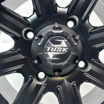 2 TUSK TD671B CASCADE MATTE BLACK WHEELS 4X4.5 14X7 ET30