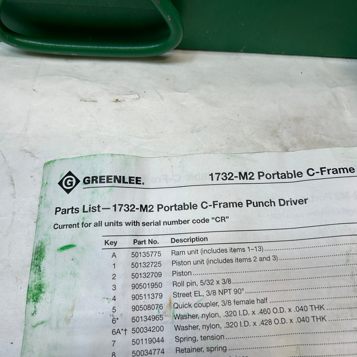 GREENLEE HYDRUALIC C-FRAME KIT W. HAND PUMP  1732M2