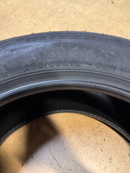 BRIDGESTONE BLIZZAK WS90 BSW STUDLESS P 205 60 16 92H WINTER TIRE 001138