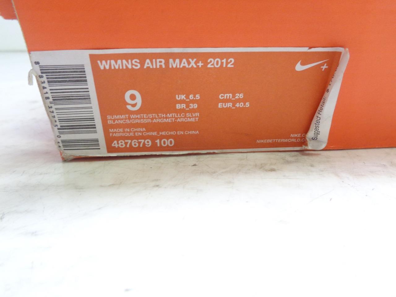 1 PAIR NEW WOMEN'S NIKE AIRMAX+ WHITE SNEAKERS SIZE 9 487679 100 SR