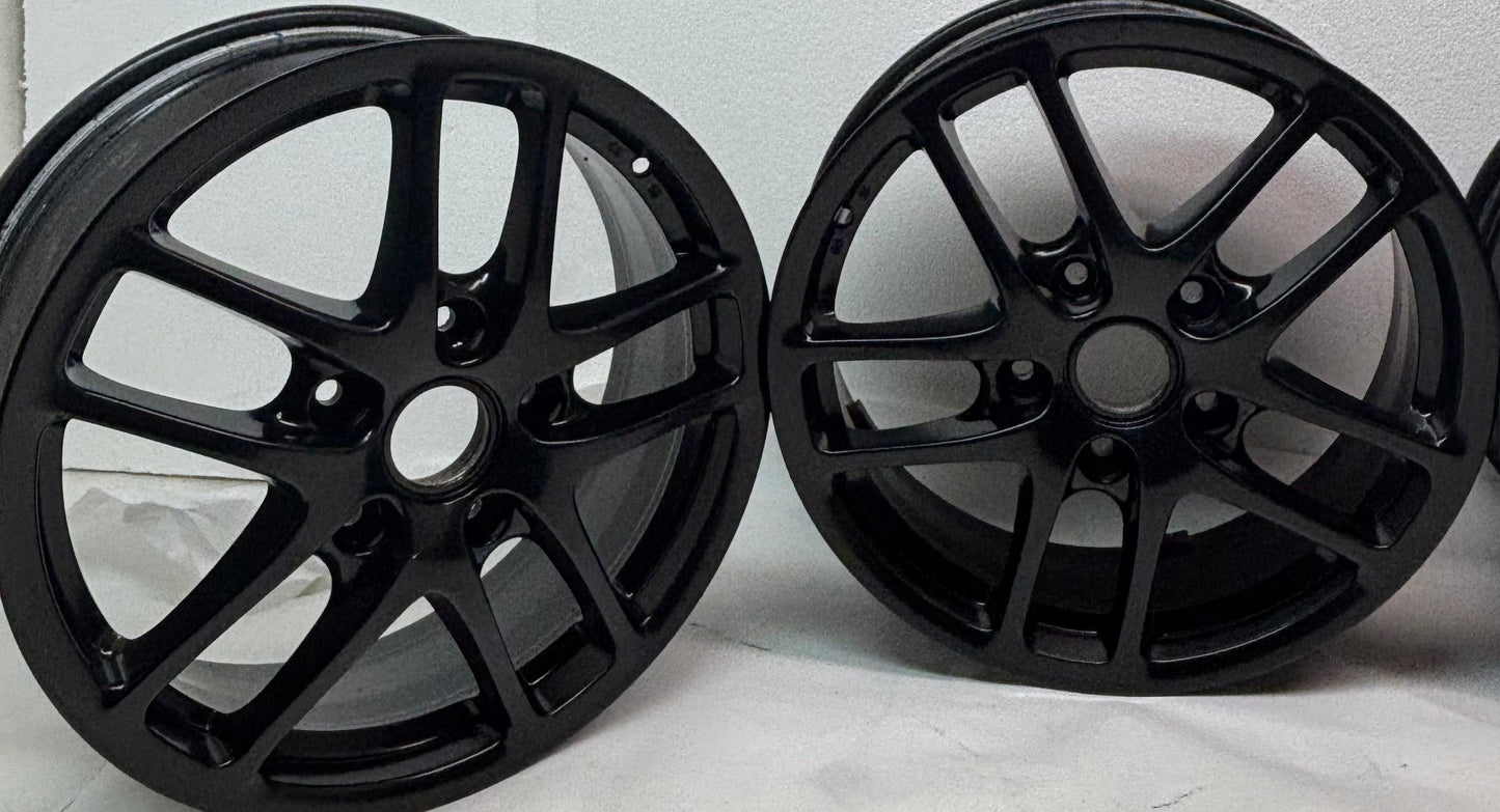 4 USED PORSCHE STAGGERED WHEEL SET F-17X6.5 ET 55 R- 17X12 ET 50 98736212601 98736212206