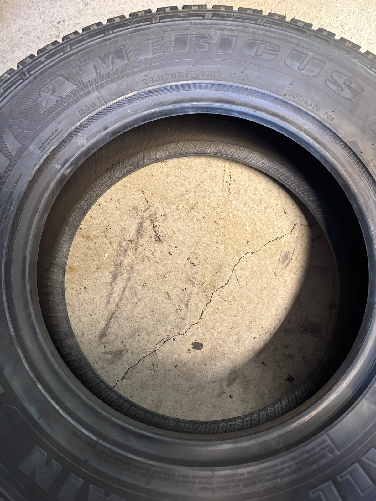 NOS AMERICUS ALL TERRAIN BSW P 245 70 17 110T TIRE AMD0631