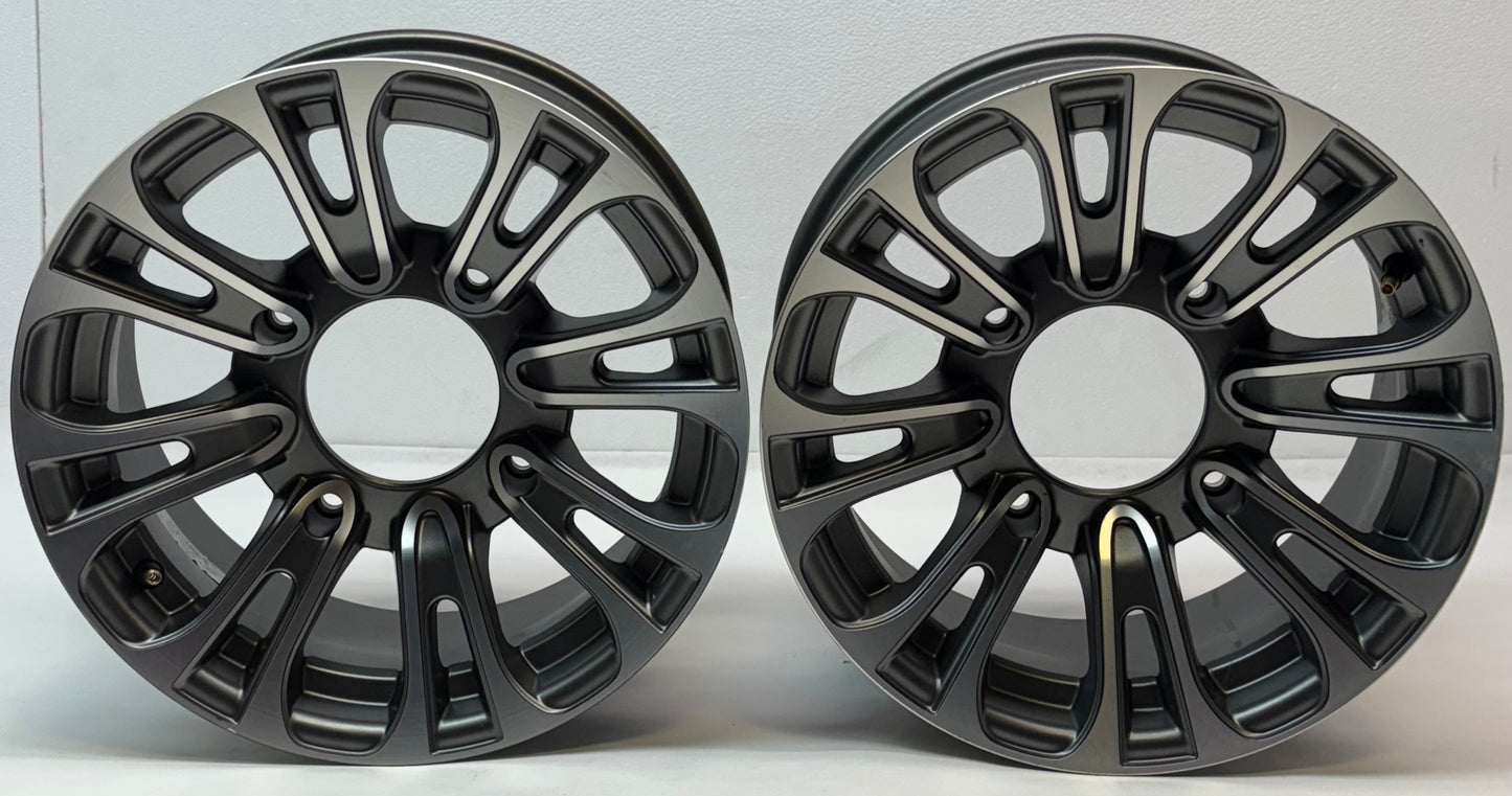 2 MASSFX QUAKE 14X7 4/156 ATV UTV RIMS GUN METAL GREY FINISH RZR GUNMETAL GRAY WHEELS
