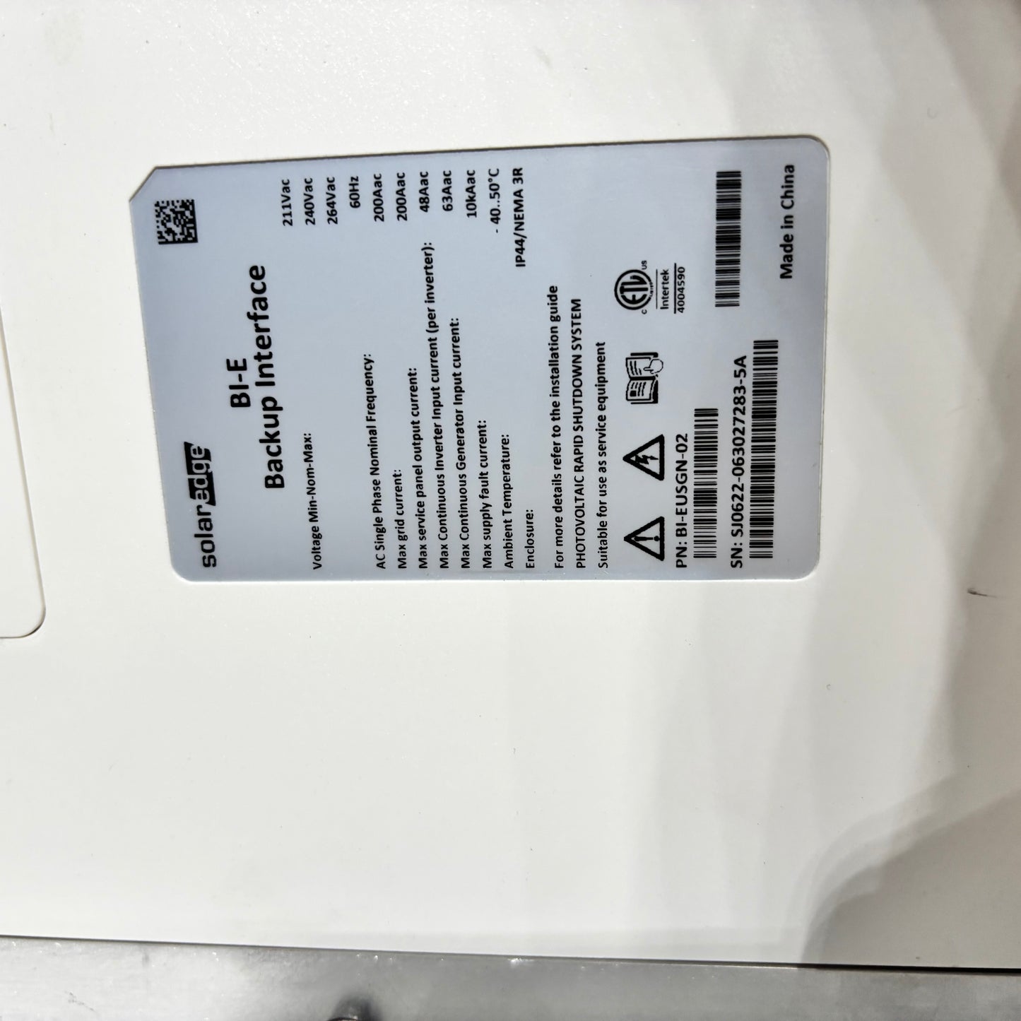 SOLAREDGE ENERGY HUB BACKUP INTERFACE SE-BI-EUSGN-02