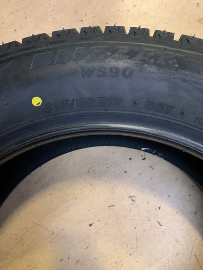 4 BRIDGESTONE  BLIZZAK WS90 BSW P 215 60 17 96T WINTER TIRE 001180