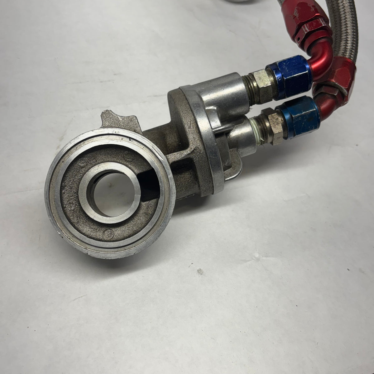 USED OEM FORD ENGINE OIL ADAPTER WITH HOSE AND OIL FILTER ADAPTER 4.0L F4UE6884BA
