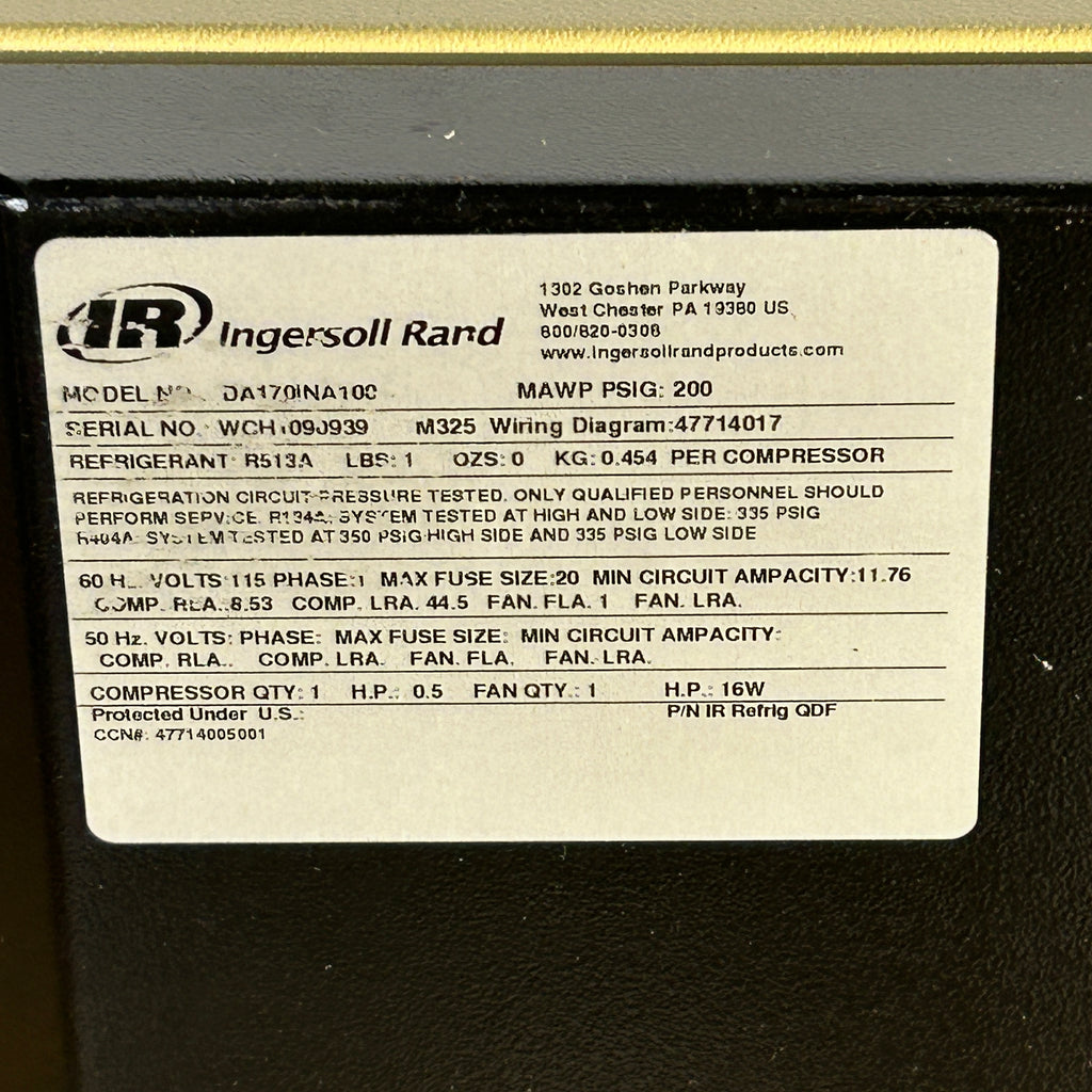 INGERSOLL RAND DA170INA100 REFRIGERATED AIR DRYER 47714005001