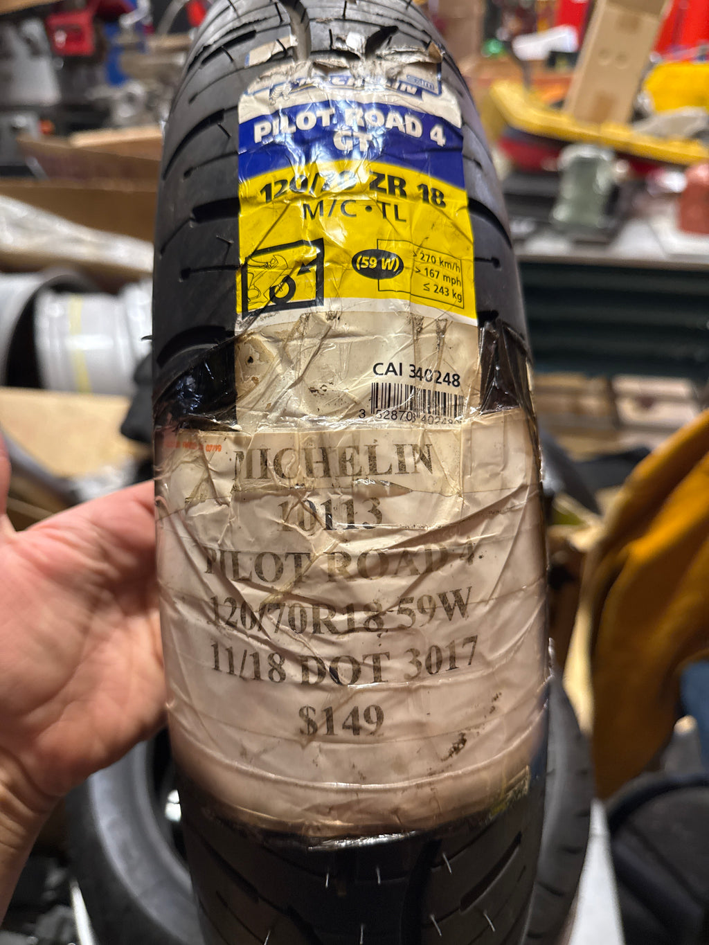 NOS MICHELIN PILOT ROAD 4 GT 120 70 18 59W FRONT MOTORCYCLE TIRE 49243