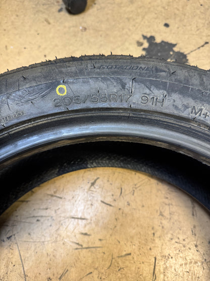 2 NOS UNIROYAL TIGER PAW ICE AND SNOW 3 BSW P 205 55 17 91H WINTER TIRE 09240