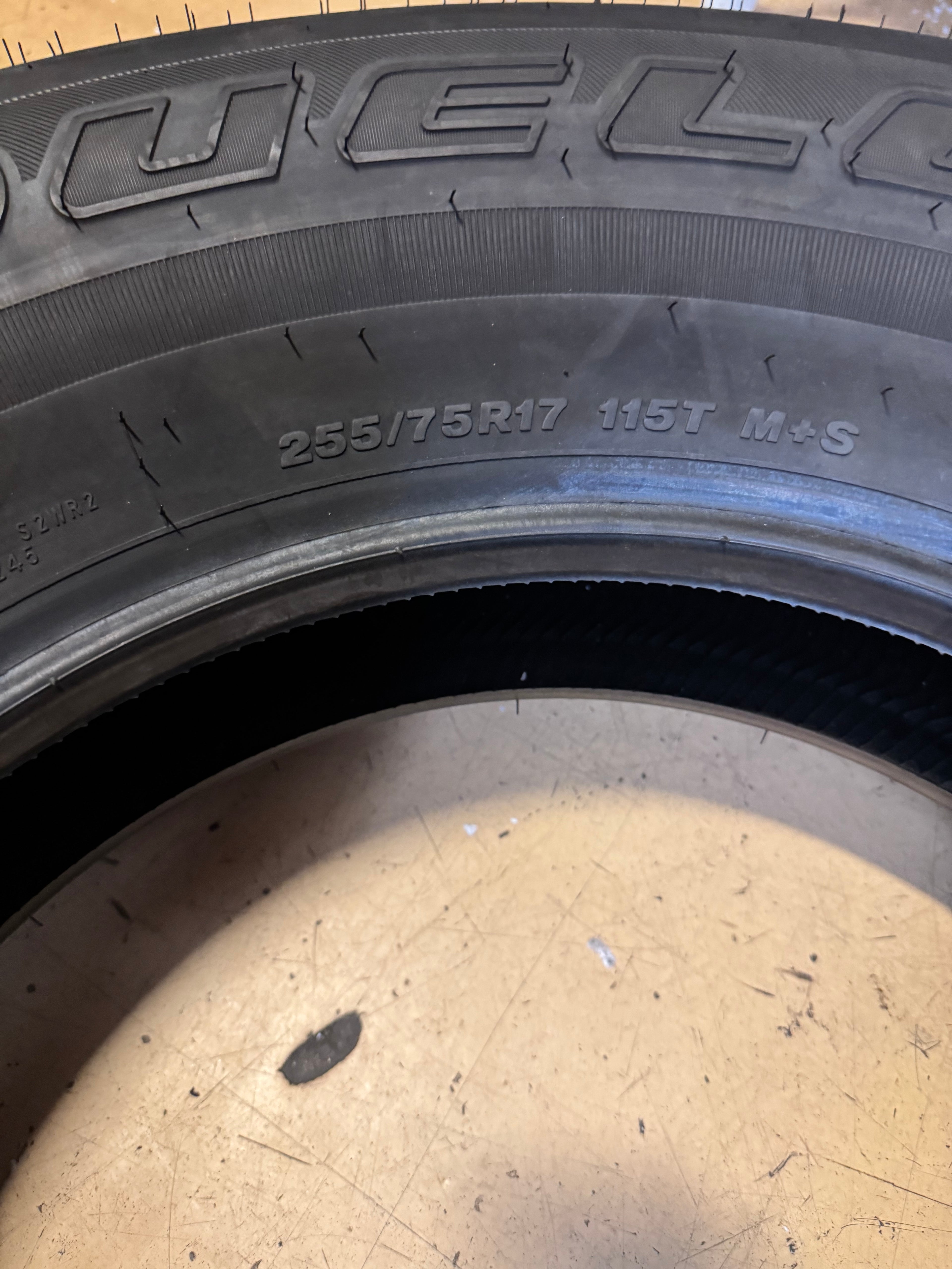4 BRIDGESTONE DUELER A/T RH-S BSW P 255 75 17 115T SL ALL TERRAIN TIRE 009899