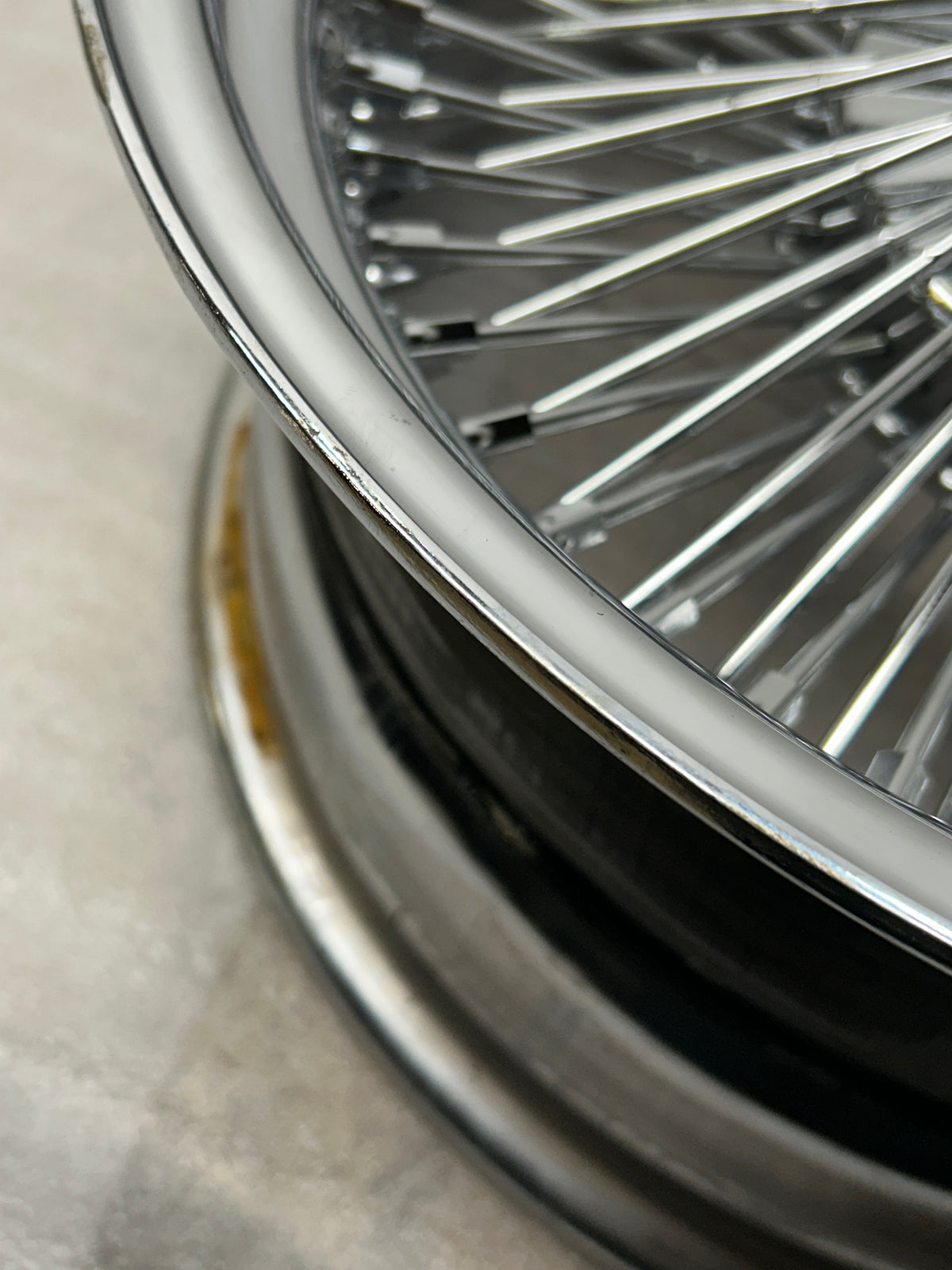 SINGLE 17X8 STANDARD 100 SPOKES ALL CHROME LOWRIDER WIRE WHEEL RIMS
