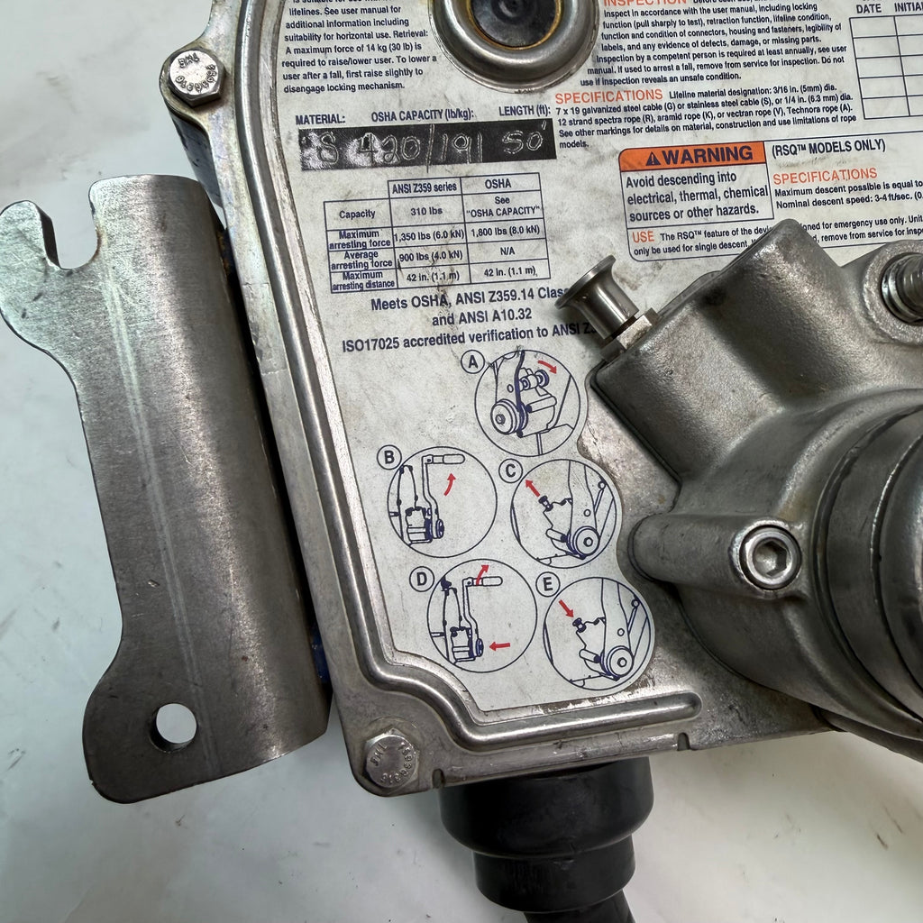 USED DBI-SALA SEALED-BLOK SELF-RETRACTING LIFELINE 3400922, 50 FT, SILVER