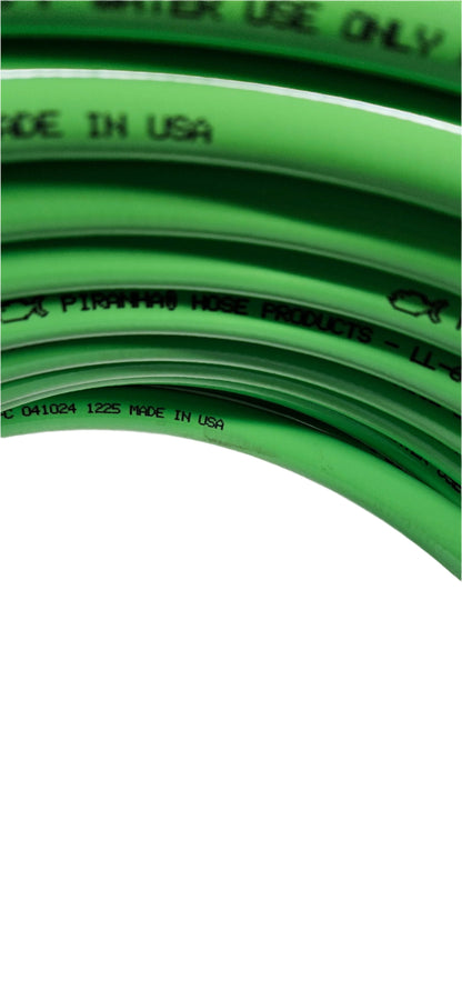PIRANHA PRODUCTS LL6 SEWER CLEANING HOSE 3/8" I.D. WP 4000 PSI MAX WT 190 DEGREE F WATER USE ONLY Q.C. #774744-C 041024 1225