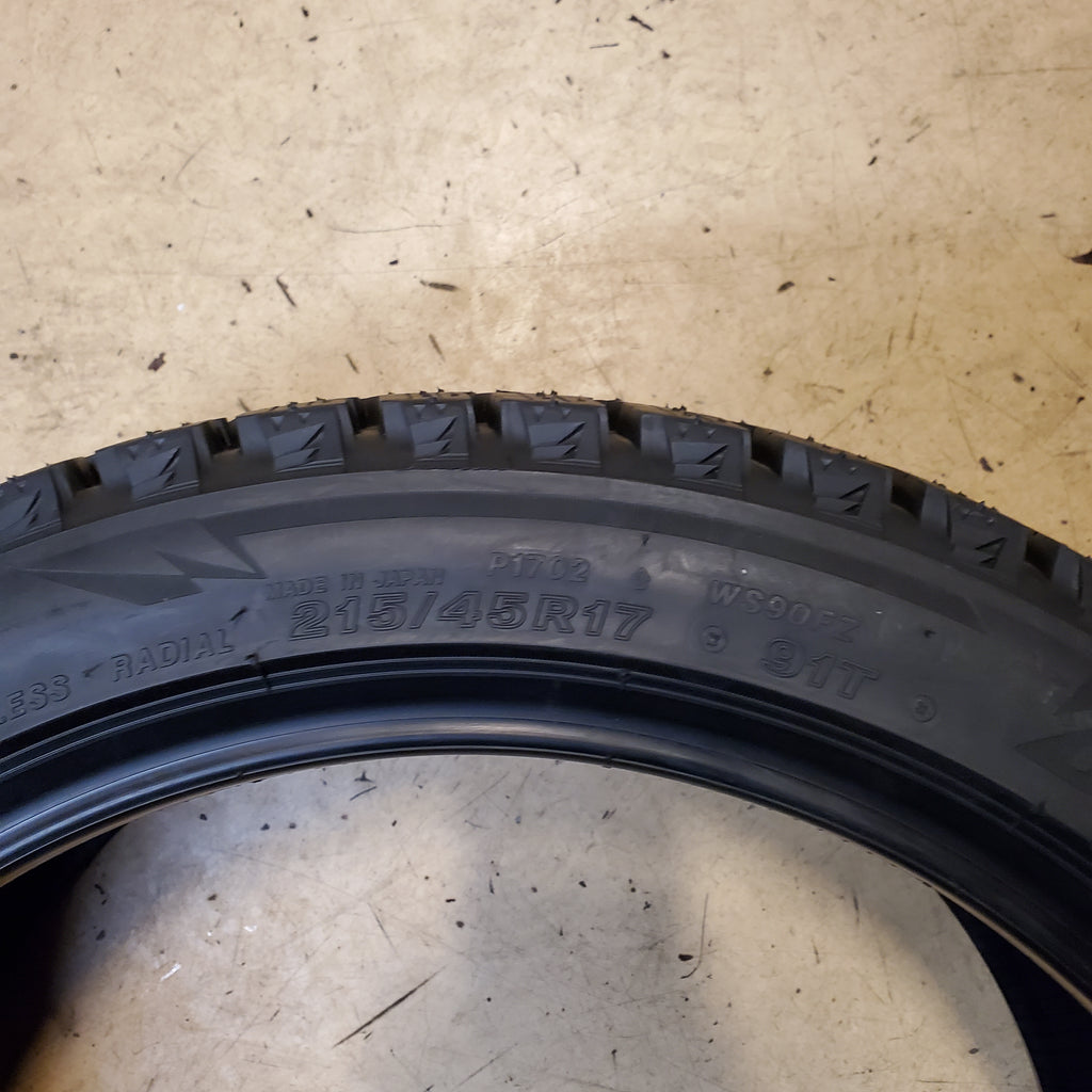4 BRIDGESTONE BLIZZAK WS90 BSW 215 45 17 91T XL WINTER CAR TIRE 001164