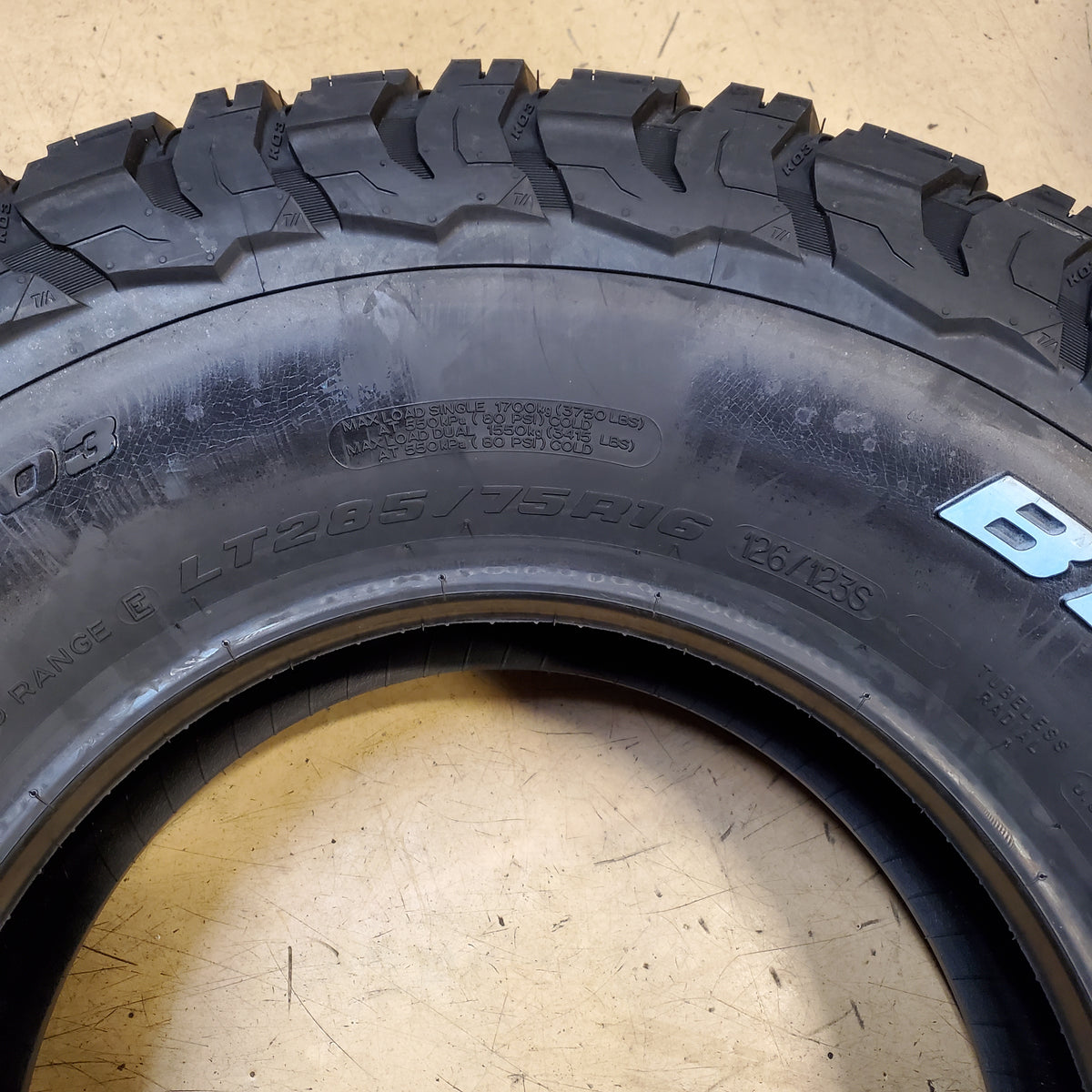 BFGOODRICH ALL-TERRAIN T/A KO3 BSW LT 285 75 16 126/123S 10PLY TIRE 15138