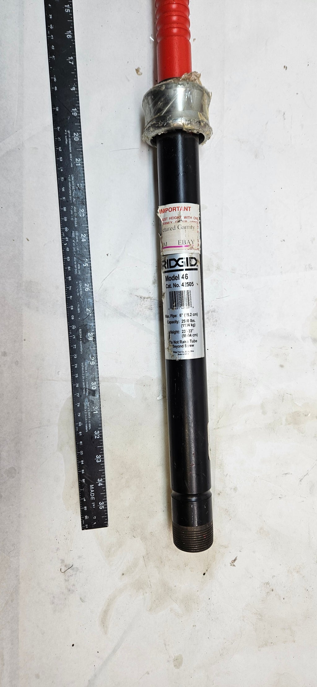 RIDGID MODEL 46 42505 ADJUSTABLE PIPE SUPPORT (DOESN'T INCLUDE BASE) A