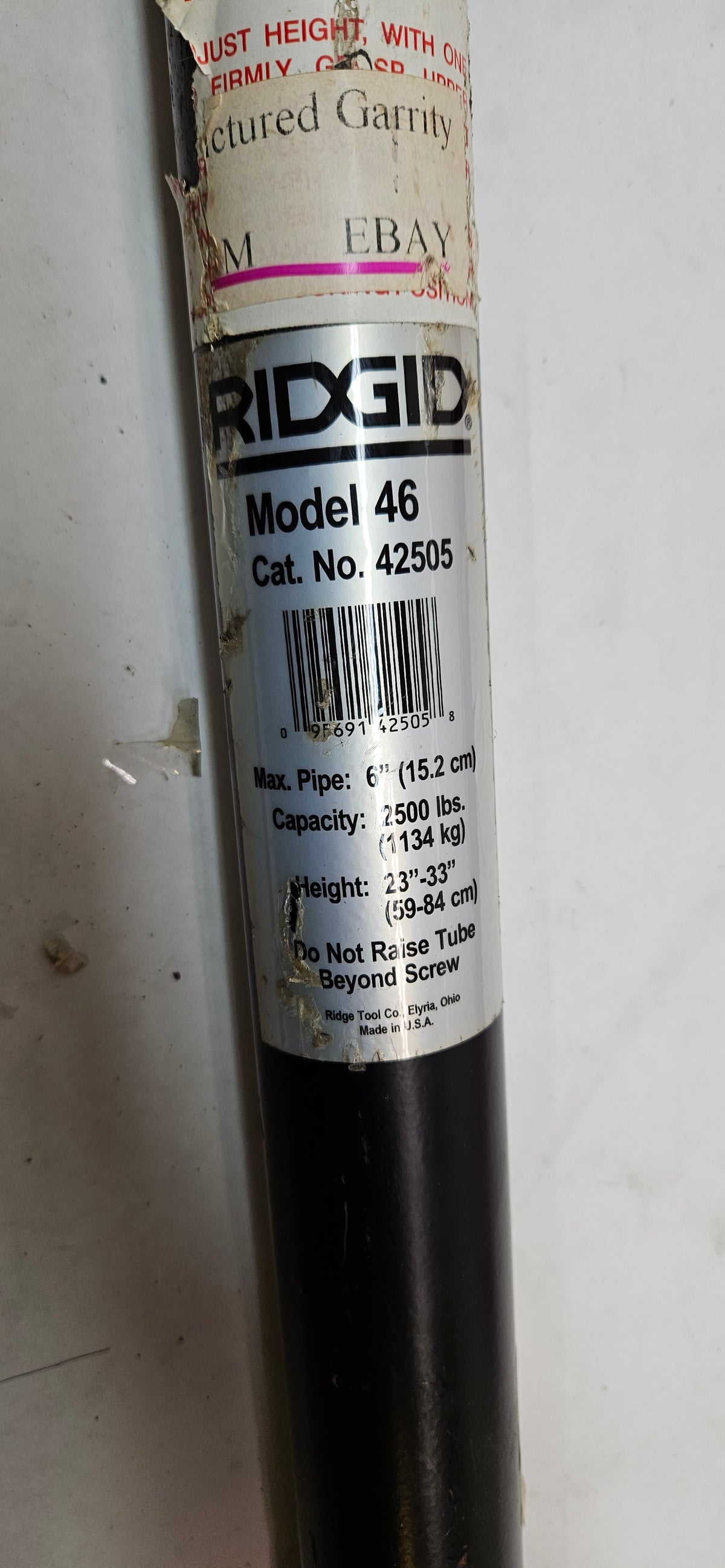 RIDGID MODEL 46 42505 ADJUSTABLE PIPE SUPPORT (DOESN'T INCLUDE BASE) A