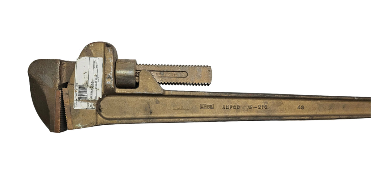 AMPCO SAFETY TOOLS BRONZE PIPE WRENCH, NON-SPARKING, NON-MAGNETIC, CORROSION RESISTANT, 48" OAL W-216
