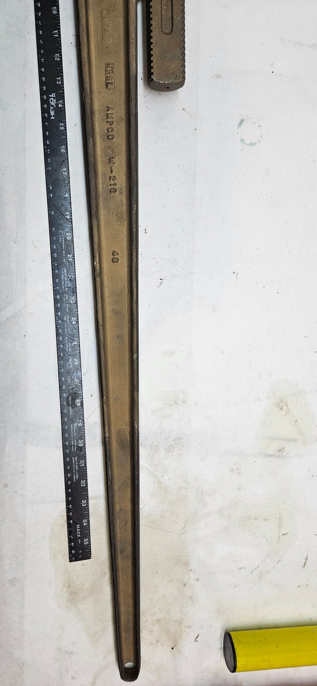 AMPCO SAFETY TOOLS BRONZE PIPE WRENCH, NON-SPARKING, NON-MAGNETIC, CORROSION RESISTANT, 48" OAL W-216
