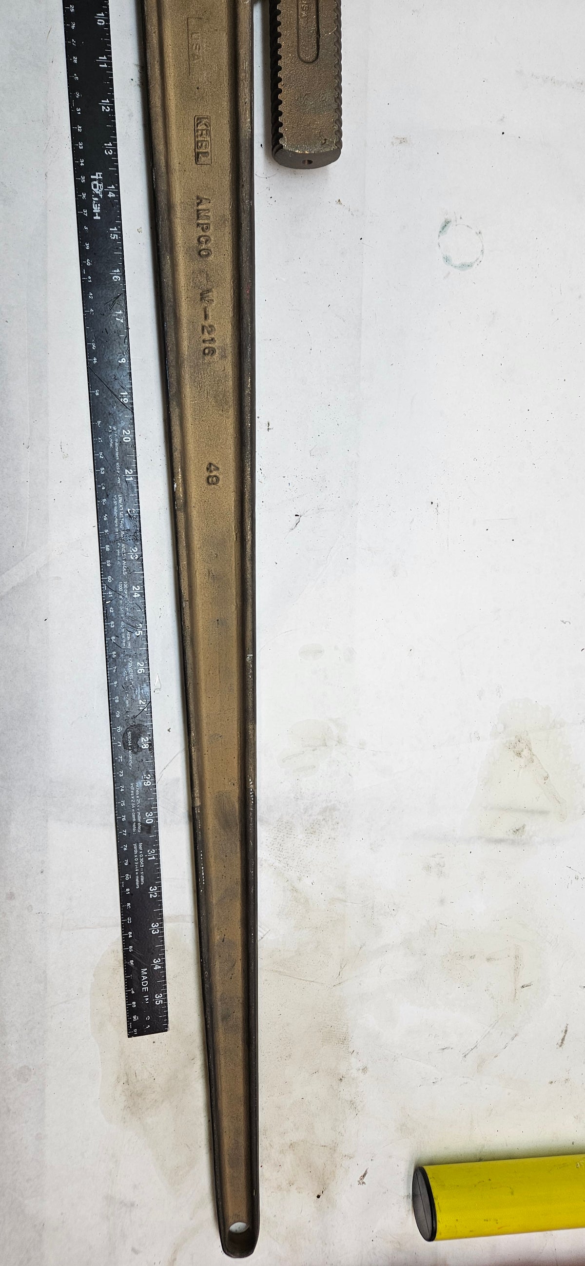 AMPCO SAFETY TOOLS BRONZE PIPE WRENCH, NON-SPARKING, NON-MAGNETIC, CORROSION RESISTANT, 48" OAL W-216