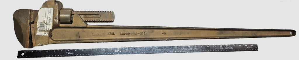 AMPCO SAFETY TOOLS BRONZE PIPE WRENCH, NON-SPARKING, NON-MAGNETIC, CORROSION RESISTANT, 48" OAL W-216