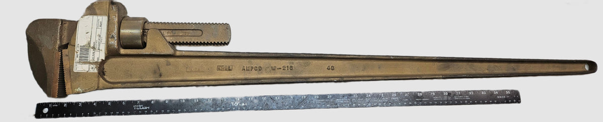 AMPCO SAFETY TOOLS BRONZE PIPE WRENCH, NON-SPARKING, NON-MAGNETIC, CORROSION RESISTANT, 48" OAL W-216