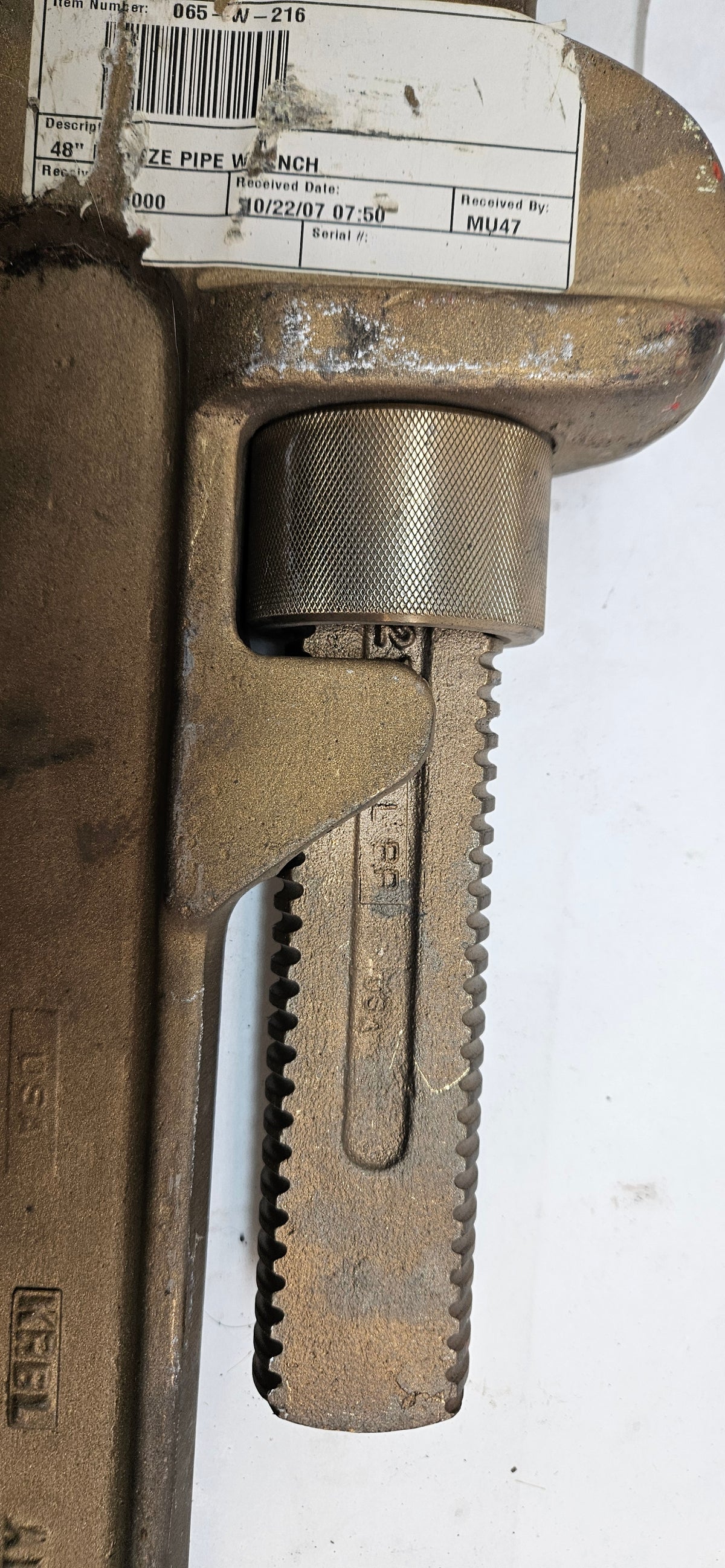 AMPCO SAFETY TOOLS BRONZE PIPE WRENCH, NON-SPARKING, NON-MAGNETIC, CORROSION RESISTANT, 48" OAL W-216