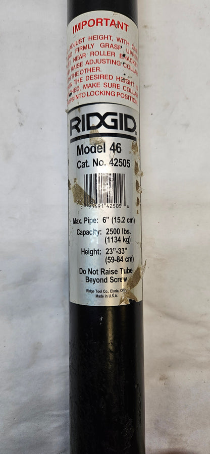 RIDGID MODEL 46 42505 ADJUSTABLE PIPE SUPPORT (DOESN'T INCLUDE BASE) B