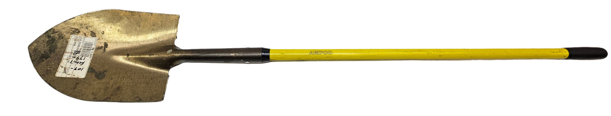 USED AMPCO SAFETY TOOLS ROUND POINT SHOVEL NON-SPARKING NON-MAGNETIC CORROSION RESISTANT LONG HANDLE S-81FG