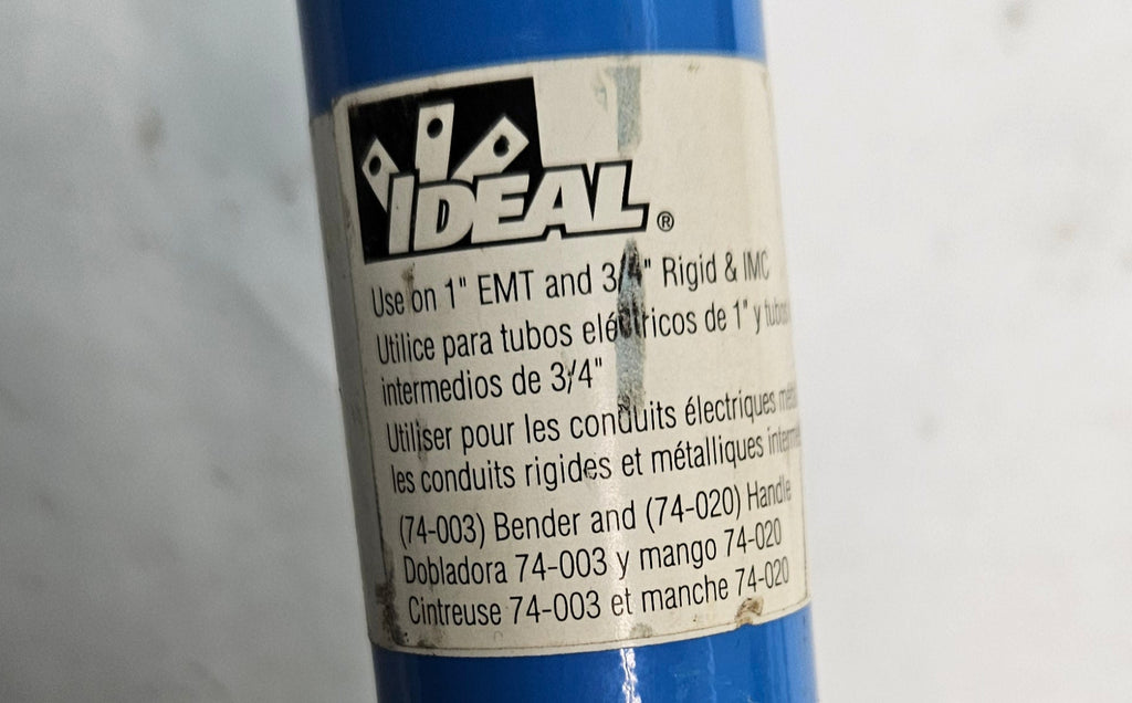 IDEAL CONDUIT BENDER, 1 IN" EMT, 3/4 RIGID 74-028