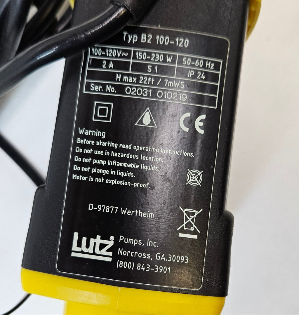 LUTZ B2 SERIES 100-120 V LAB PUMP SYSTEM 02031 010219 (TUBE IS BENT)