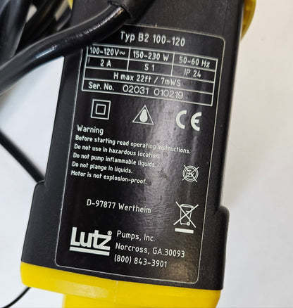 LUTZ B2 SERIES 100-120 V LAB PUMP SYSTEM 02031 010219 (TUBE IS BENT)