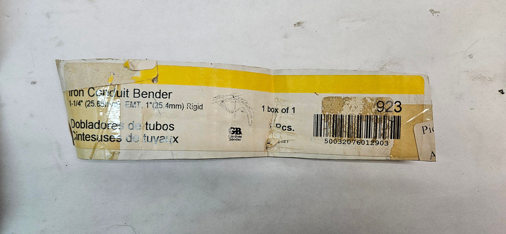 GARDNER BENDER 923 1.25 INCH EMT/1 INCH RIGID HAND BENDER WITHOUT HANDLE