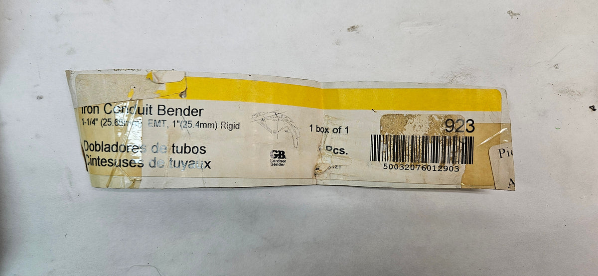 GARDNER BENDER 923 1.25 INCH EMT/1 INCH RIGID HAND BENDER WITHOUT HANDLE