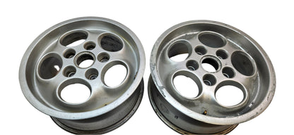 USED PAIR PORSCHE 944 95136211601 H 67206 TURBO LATE OFFSET WHEELS 16X8 ET 52.3
