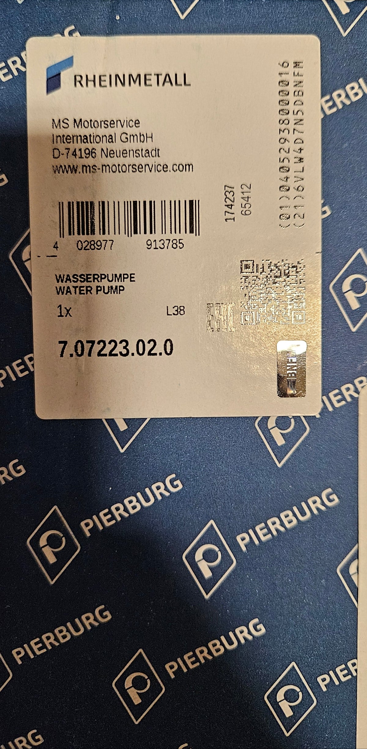 PIERBURG 7.07223.02.0 BMW ENGINE ALUMINUM WATER PUMP