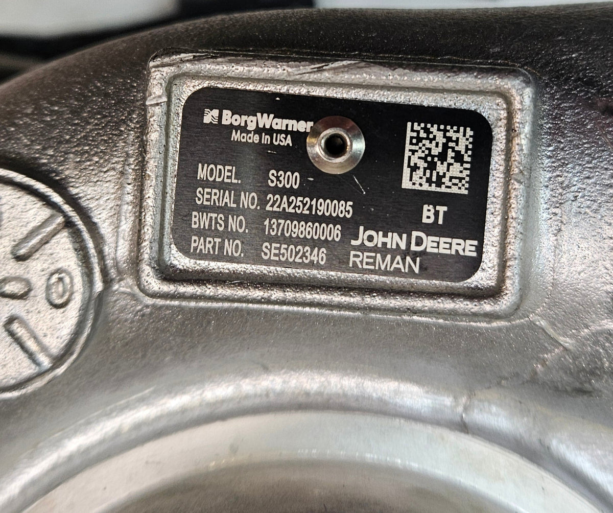 JOHN DEERE S300 TURBOCHARGER REMAN SE502346