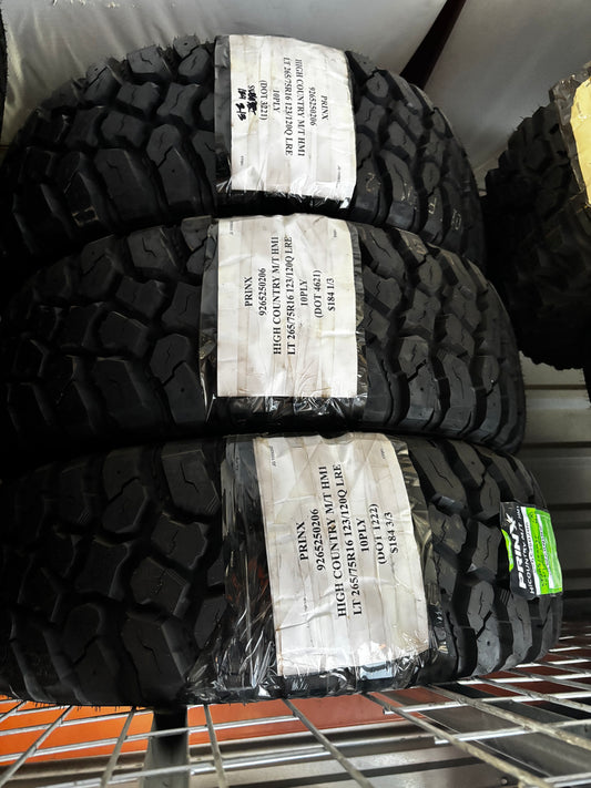 (TODO) PRINX HIGHCOUNTRY MT LT 265 75 16 123/120Q LRE 10 PLY MUD TERRAIN TIRES 9265250206