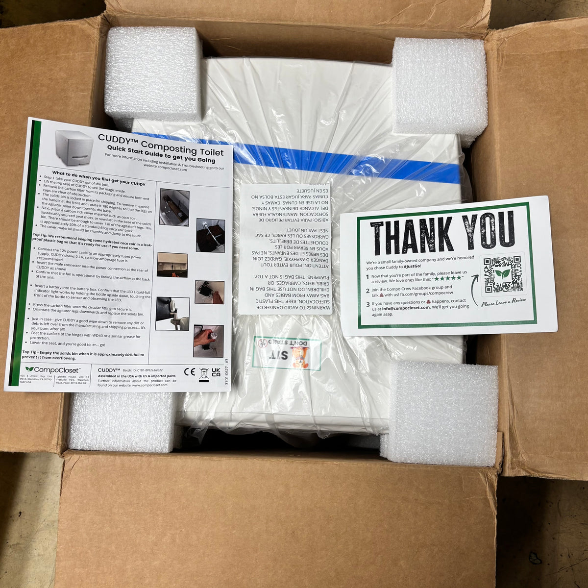 CUDDY COMPOSTING TOILET 3.9 GAL CAPACITY