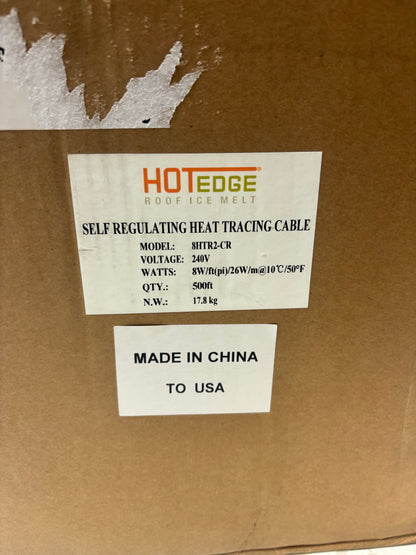 HOTEDGE ROOF ICE MELT SELF REGULATING HEAT TRACING CABLE 500 FT 240V 8W 8HTR2-CR