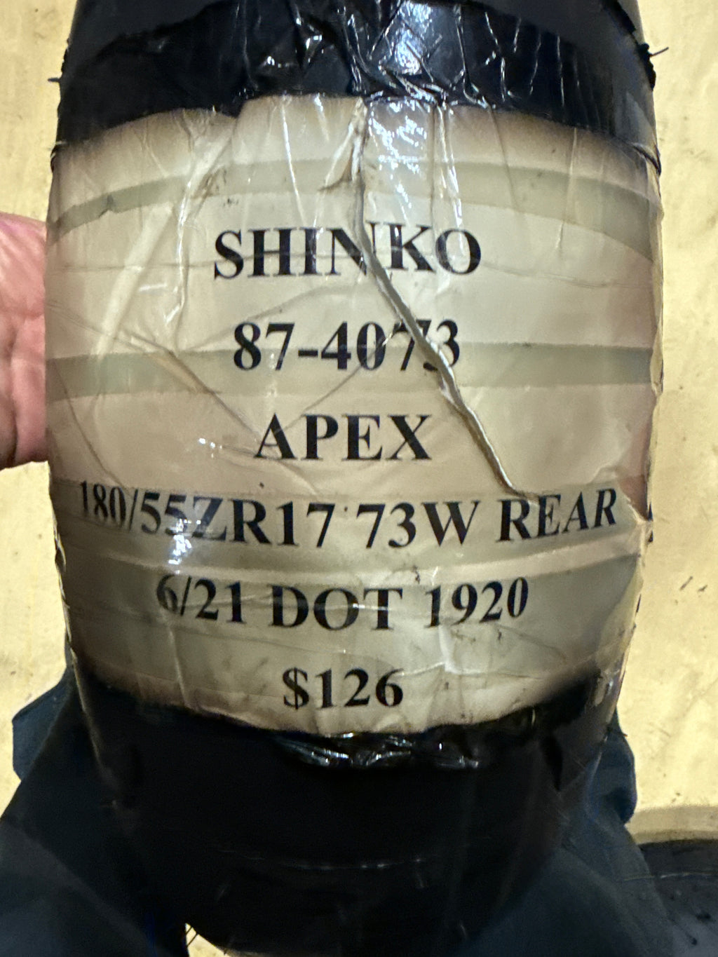 NOS SHINKO APEX 180 55 17 73W REAR MOTORCYCE TIRE 87-4073