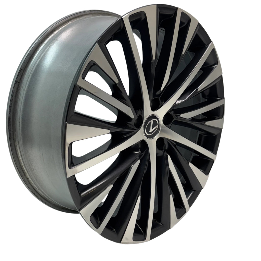 USED 21" LEXUS RX350 23-24 21X8 20 SPOKE MACHINED BLACK ORIGINAL OEM WHEEL RIM