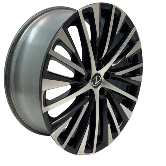 USED 21" LEXUS RX350 23-24 21X8 20 SPOKE MACHINED BLACK ORIGINAL OEM WHEEL RIM
