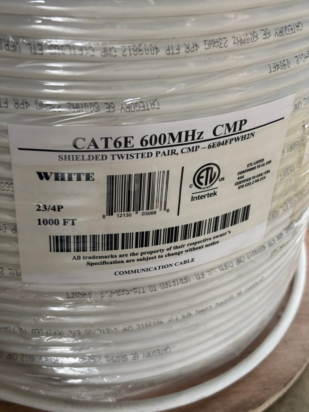WAVENET CAT6E SHIELDED TWISTED PAIR CMP 600MHz 1000FT 23/4P 6E04FPWH2N
