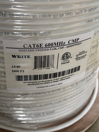 WAVENET CAT6E SHIELDED TWISTED PAIR CMP 600MHz 1000FT 23/4P 6E04FPWH2N