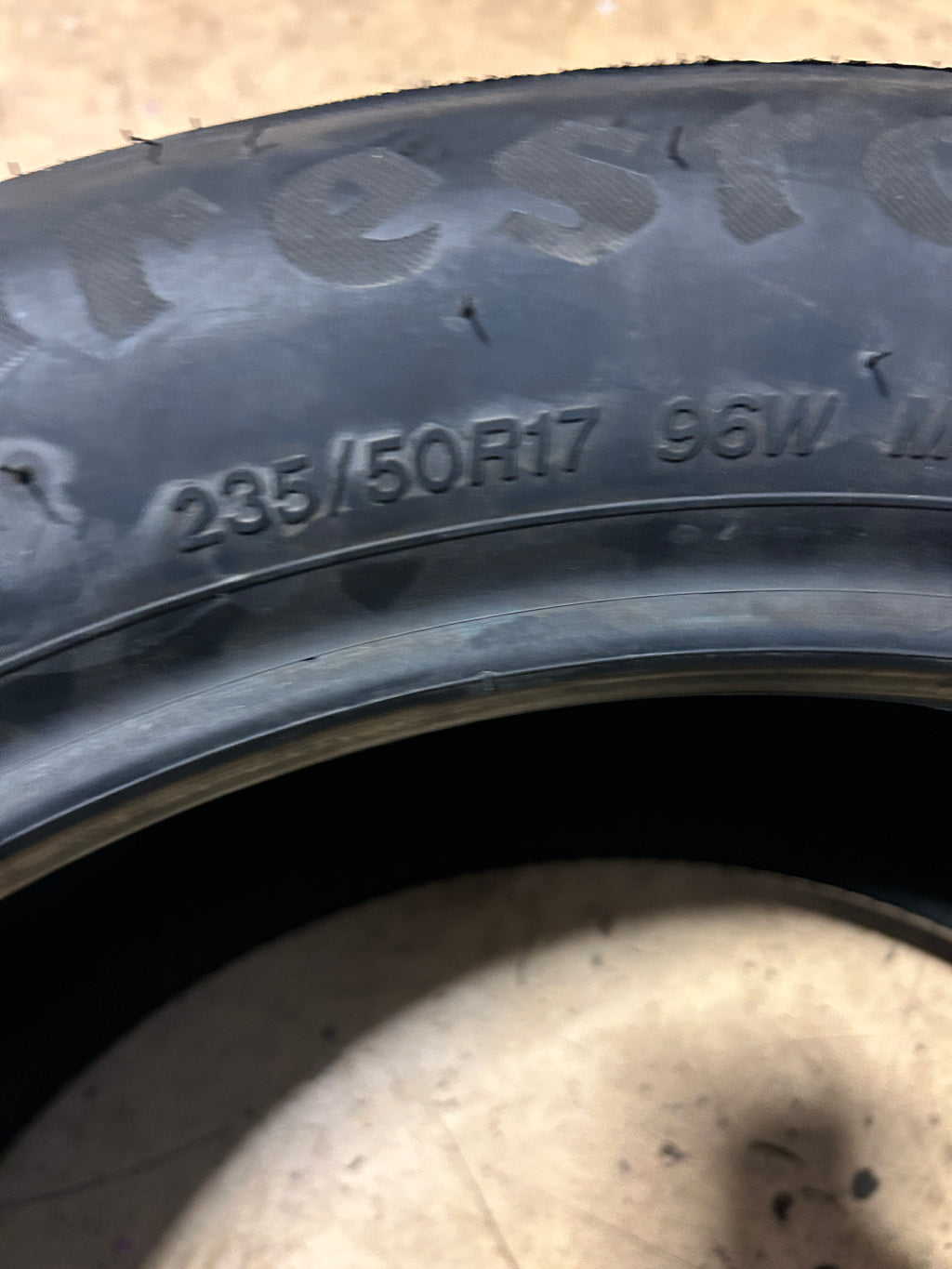 2 NOS FIRESTONE FIREHAWK PURSUIT BSW P 235 50 17 96W ALL SEASON TIRE 011494